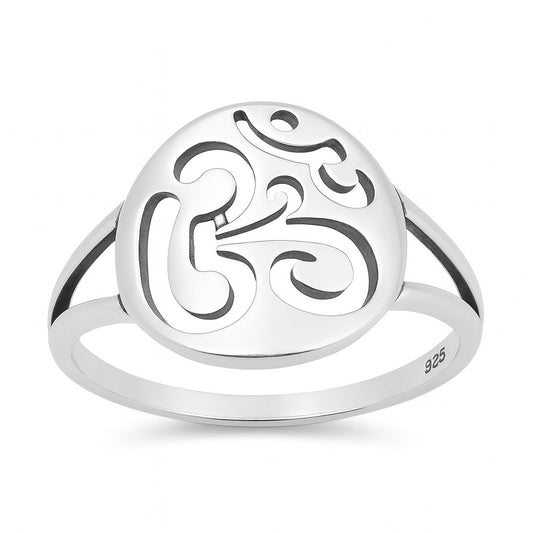 Sterling Silver Om Yoga Ring