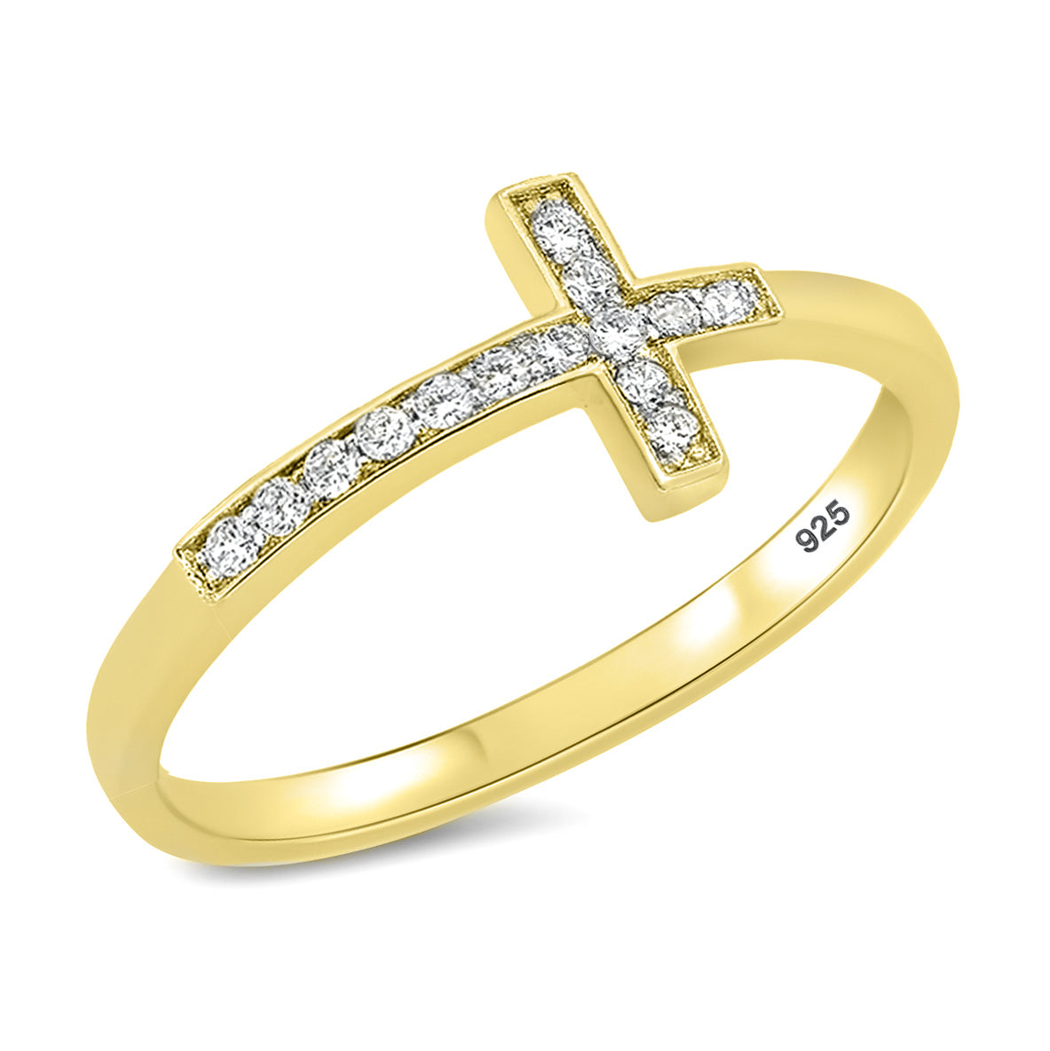 Sterling Silver CZ Cross Ring