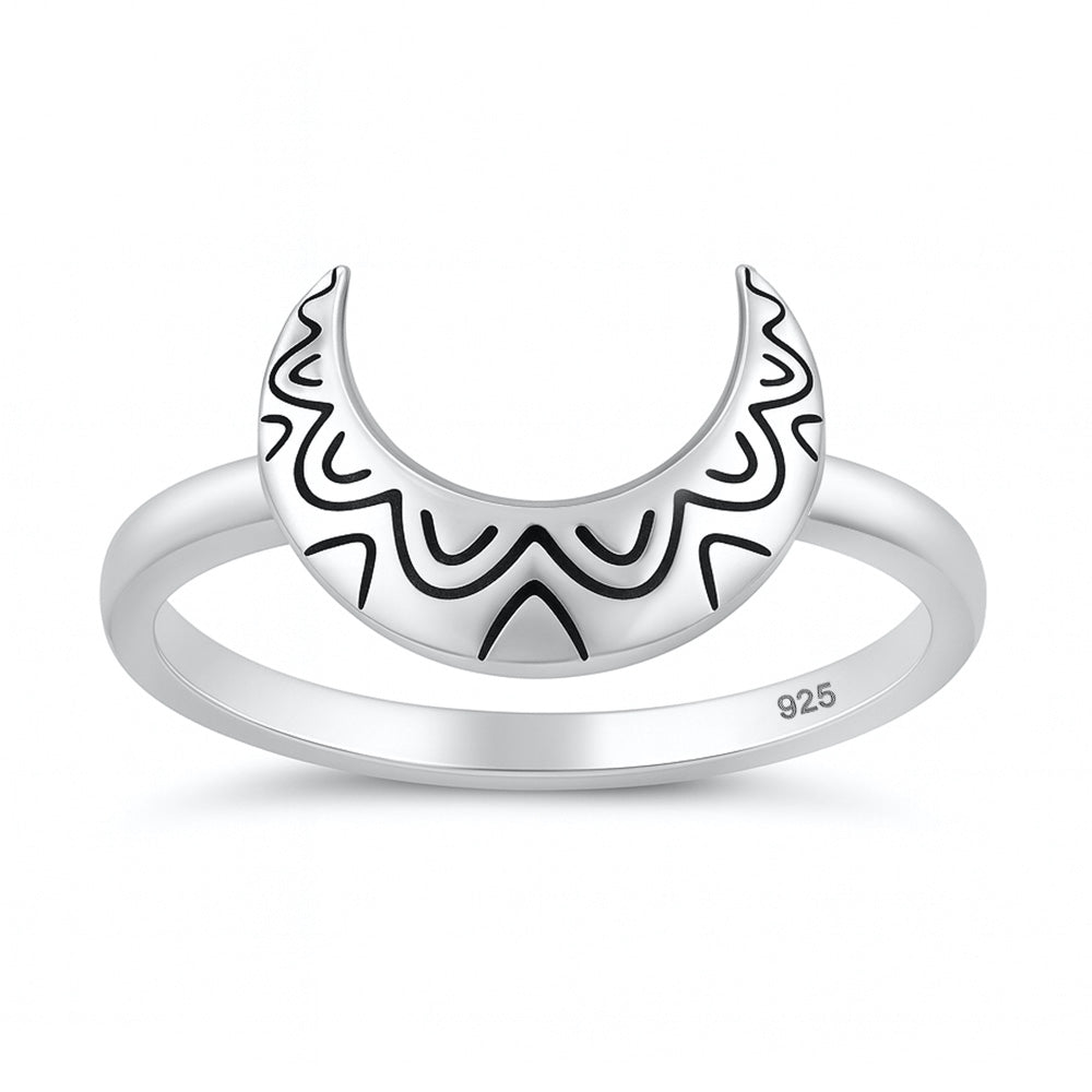 Sterling Silver Crescent Moon Ring
