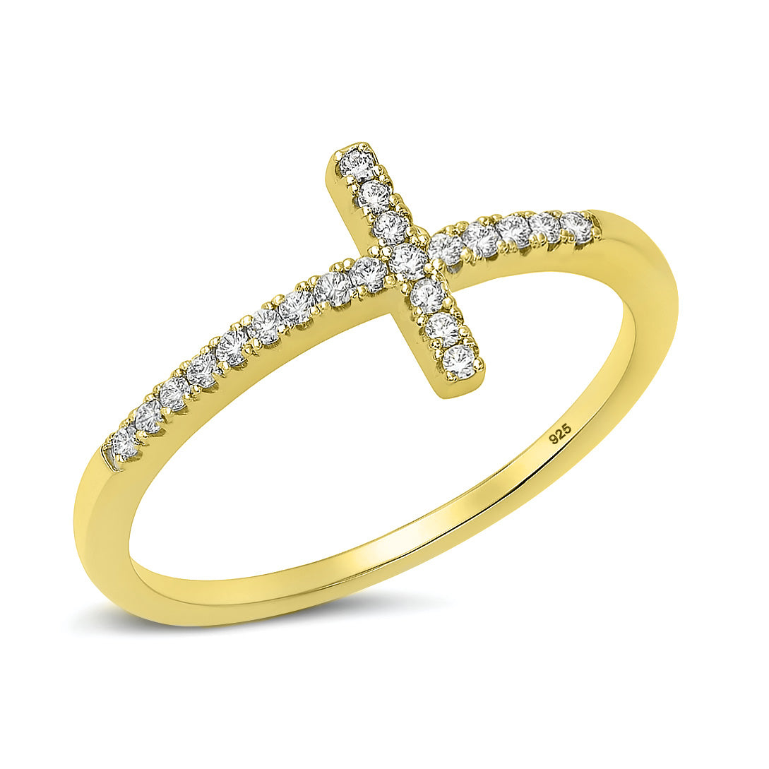 Sterling Silver Sideways Cross Ring