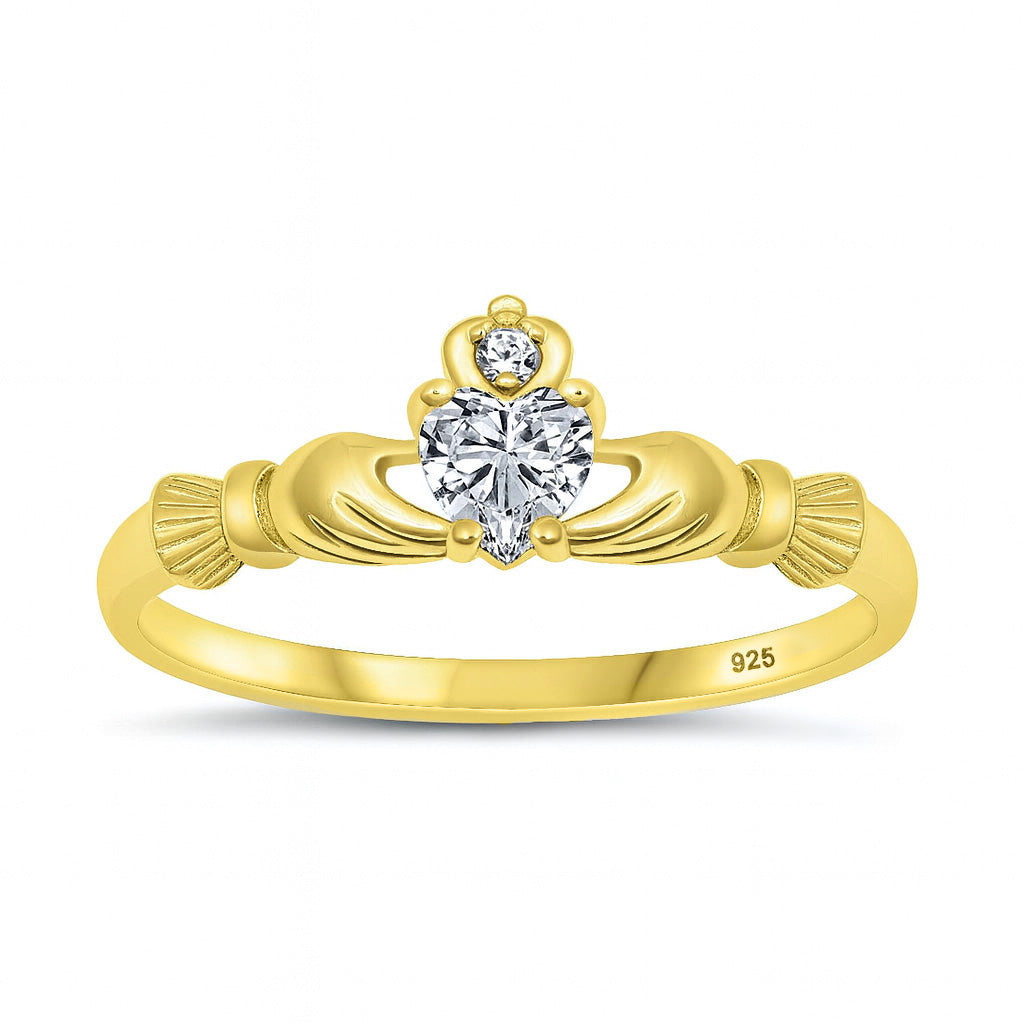 Sterling Silver CZ Claddagh Ring