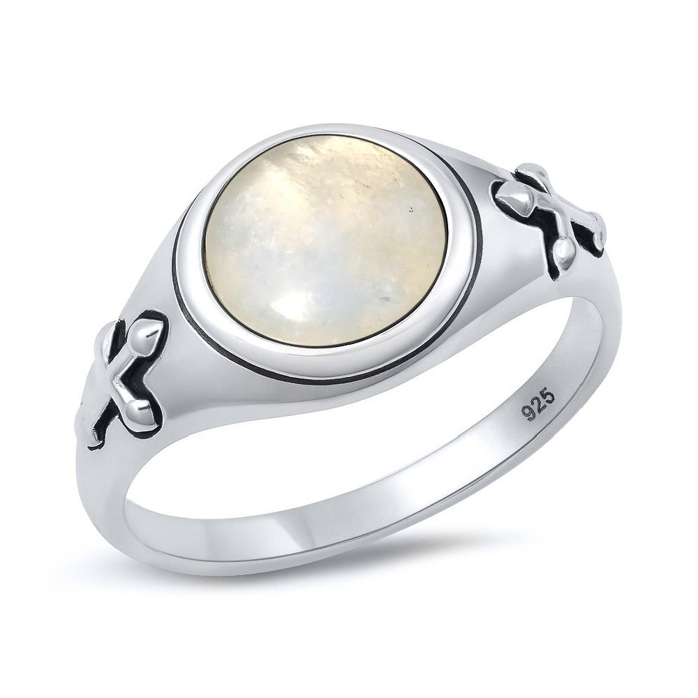 Sterling Silver Moonstone Cross Ring