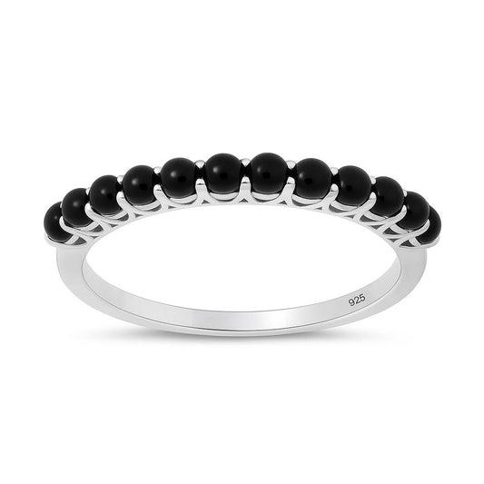 Sterling Silver Black Agate Minimalist Ring