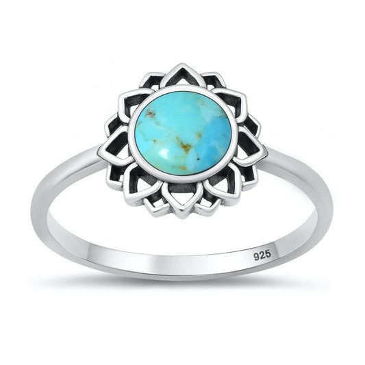 Sterling Silver Turquoise Mandala Ring
