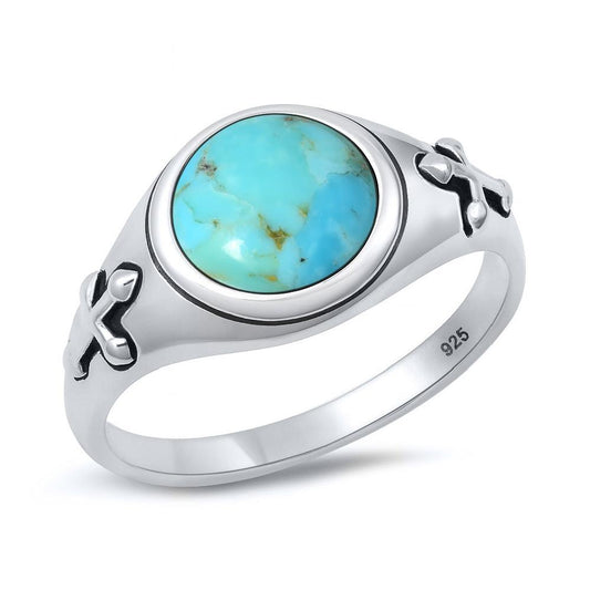 Sterling Silver Turquoise Cross Ring