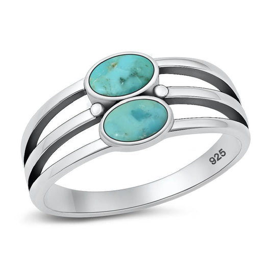 Sterling Silver Turquoise Stacked Ring
