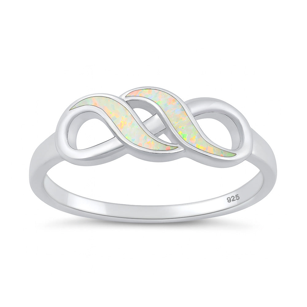 Sterling Silver Synthetic Opal Infinity Ring