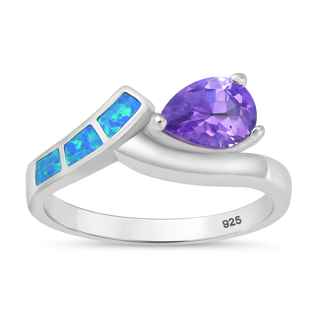 Sterling Silver Synthetic Opal Ring