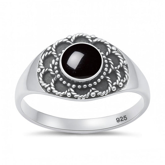 Sterling Silver Agate Filigree Ring