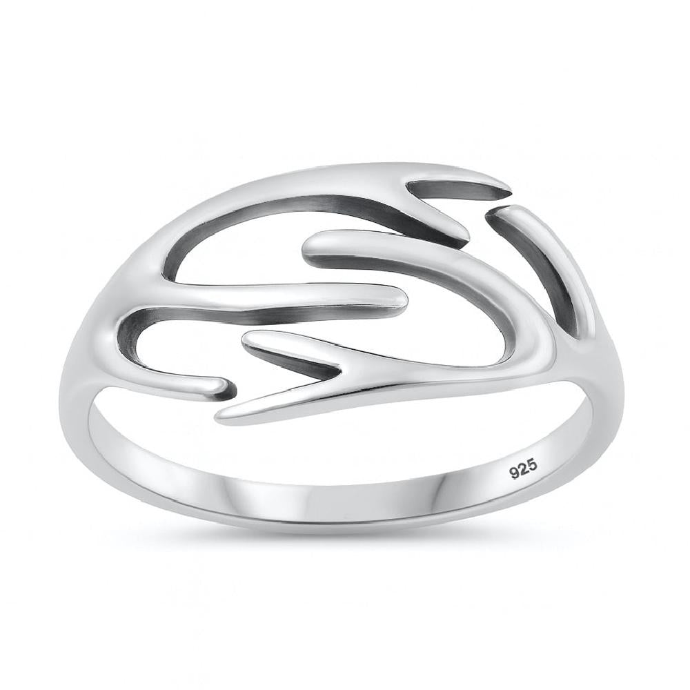 Sterling Silver Deer Antler Design Ring
