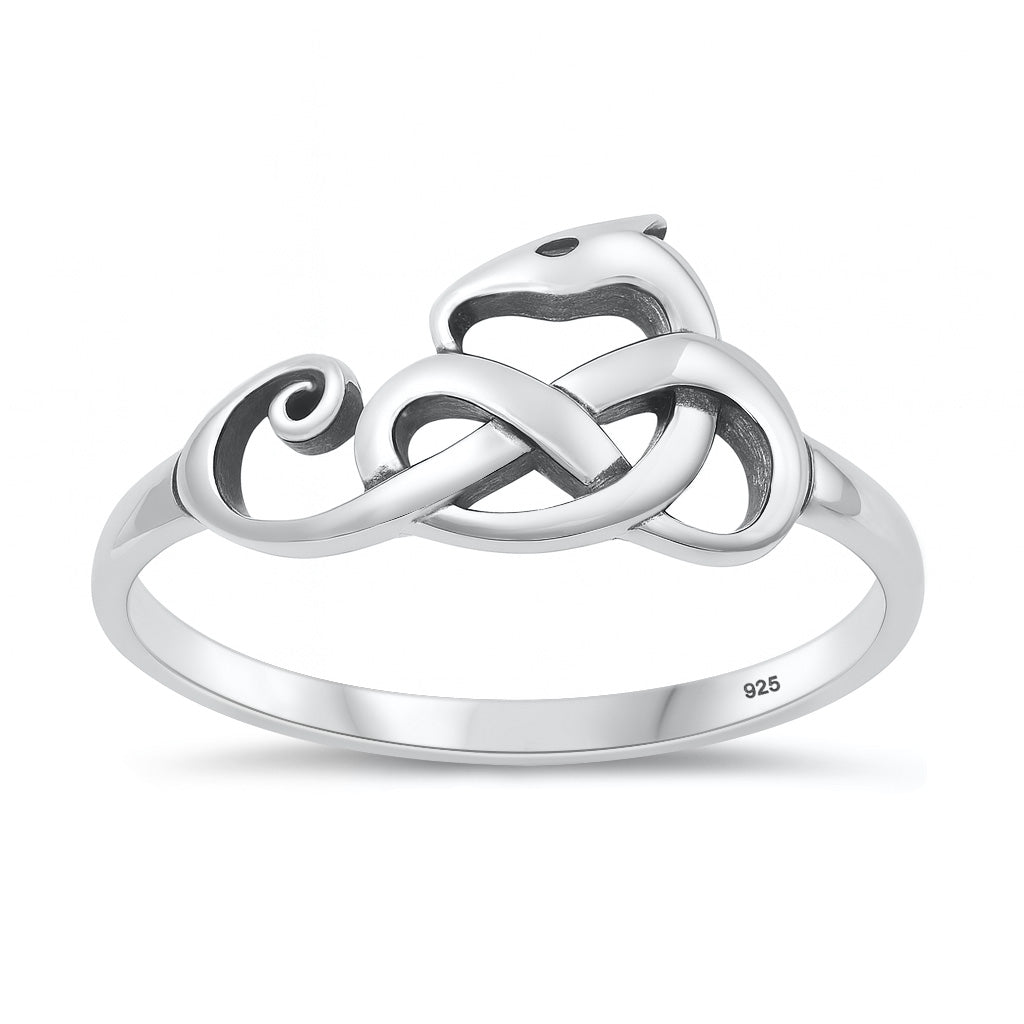 Sterling Silver Snake Dragon Ring