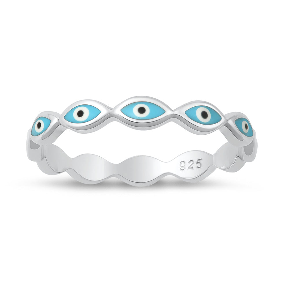 Sterling Silver Stacking Evil Eye Ring