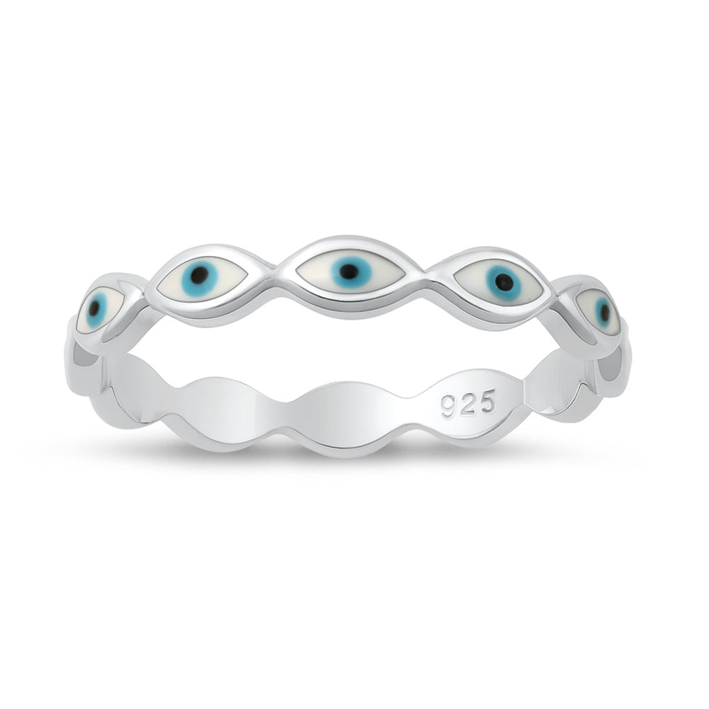 Sterling Silver Evil Eye Enamel Ring
