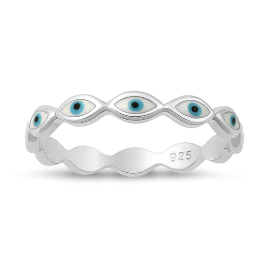 Sterling Silver Evil Eye Enamel Ring