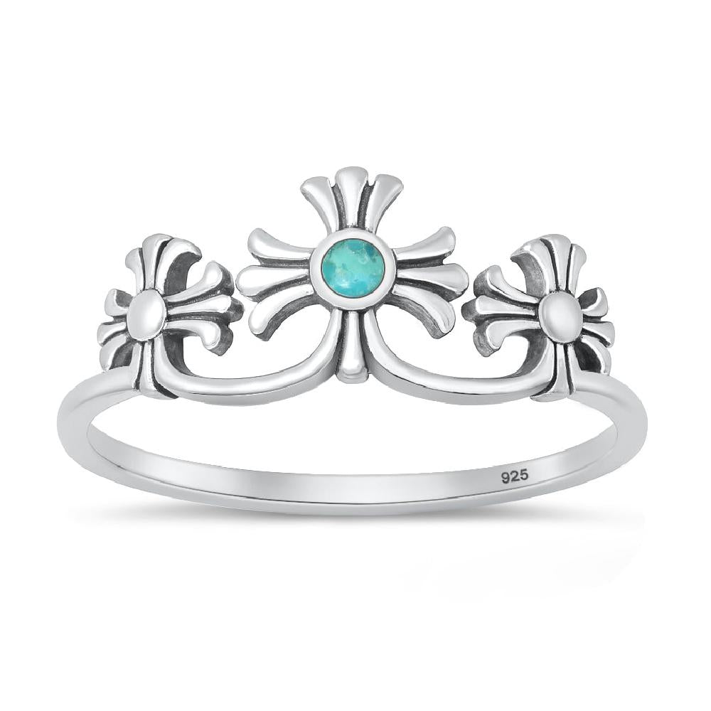 Sterling Silver Turquoise Cross Ring