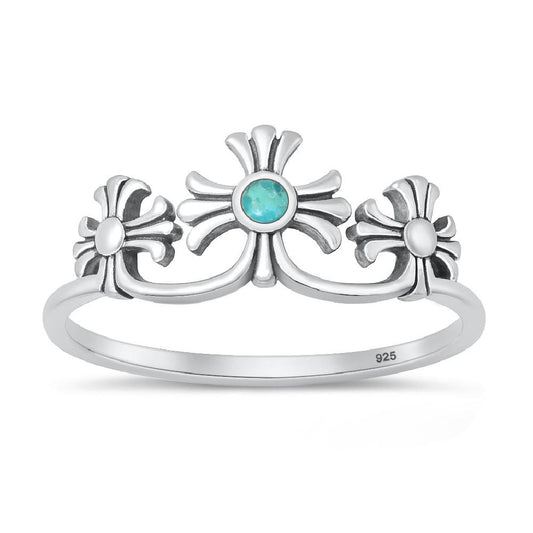 Sterling Silver Turquoise Cross Ring