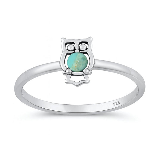 Sterling Silver Turquoise Owl Ring