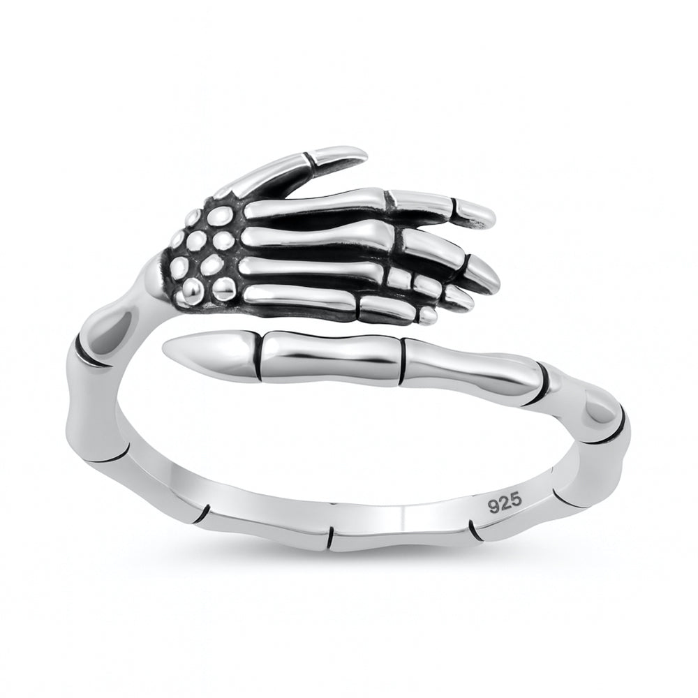 Sterling Silver Skeleton Hands Ring