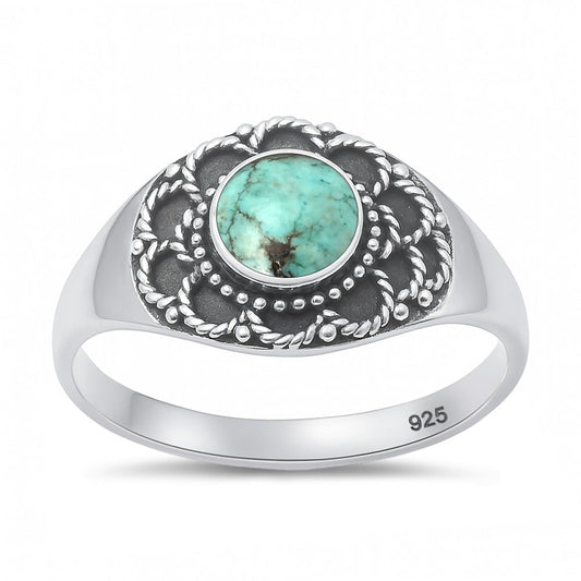 Sterling Silver Turquoise Boho Ring