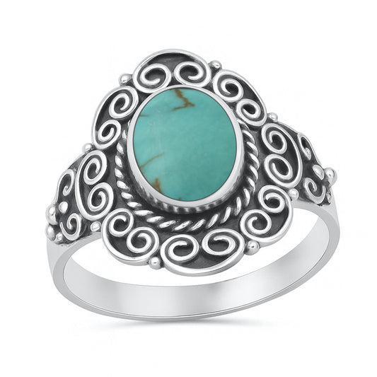 Sterling Silver Turquoise Boho Ring