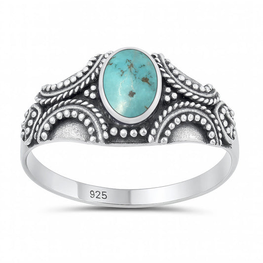 Sterling Silver Turquoise Bali Style Ring