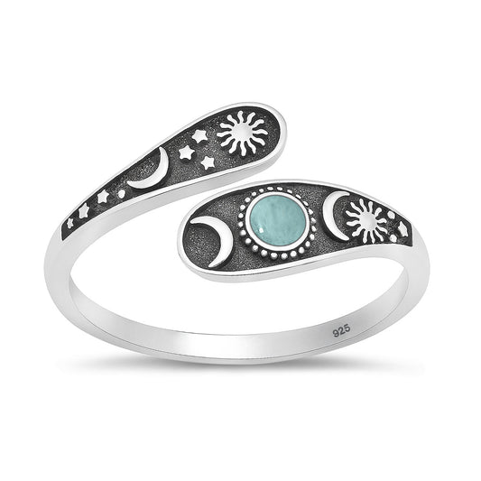 Sterling Silver Larimar Sun Ring