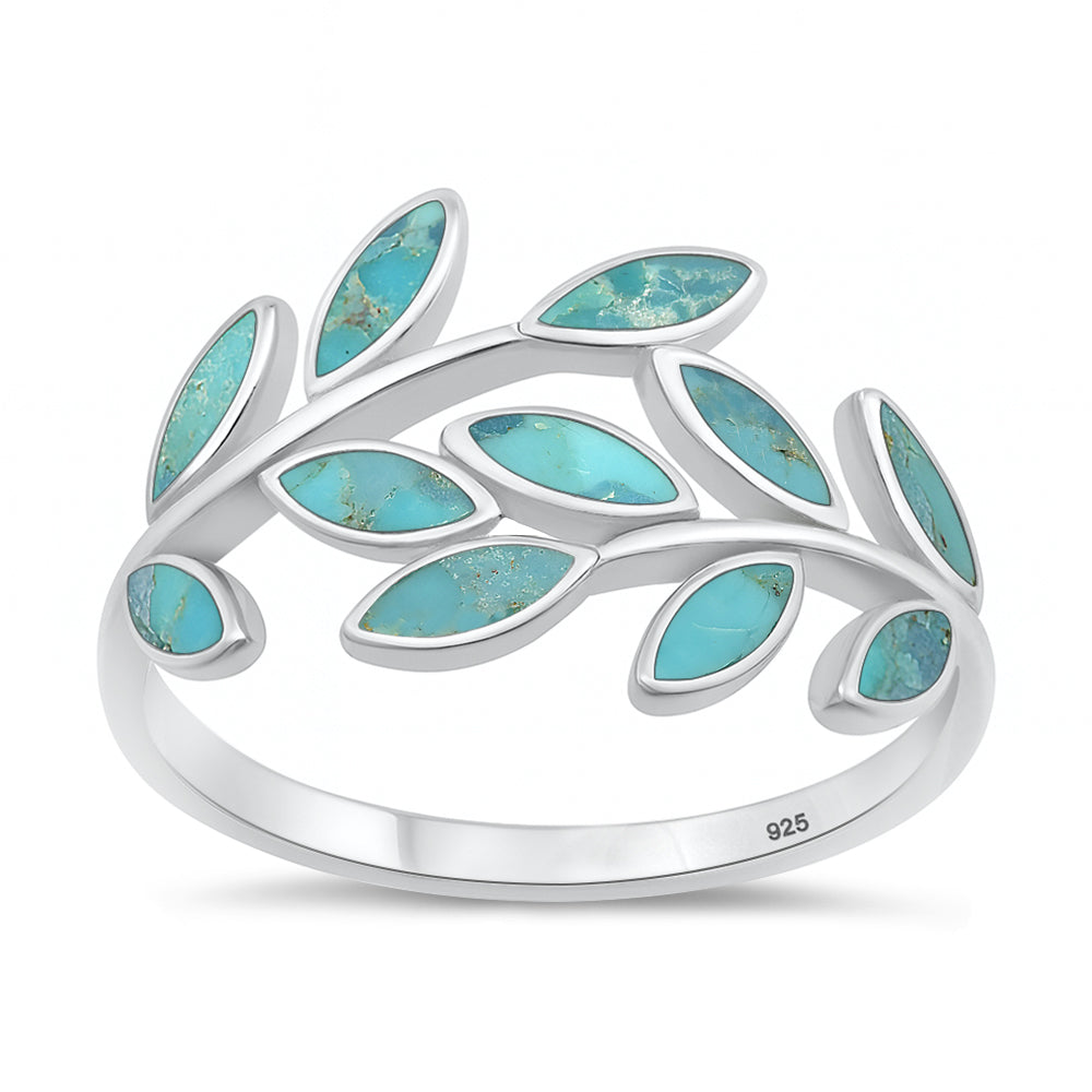 Sterling Silver Turquoise Leaf Ring