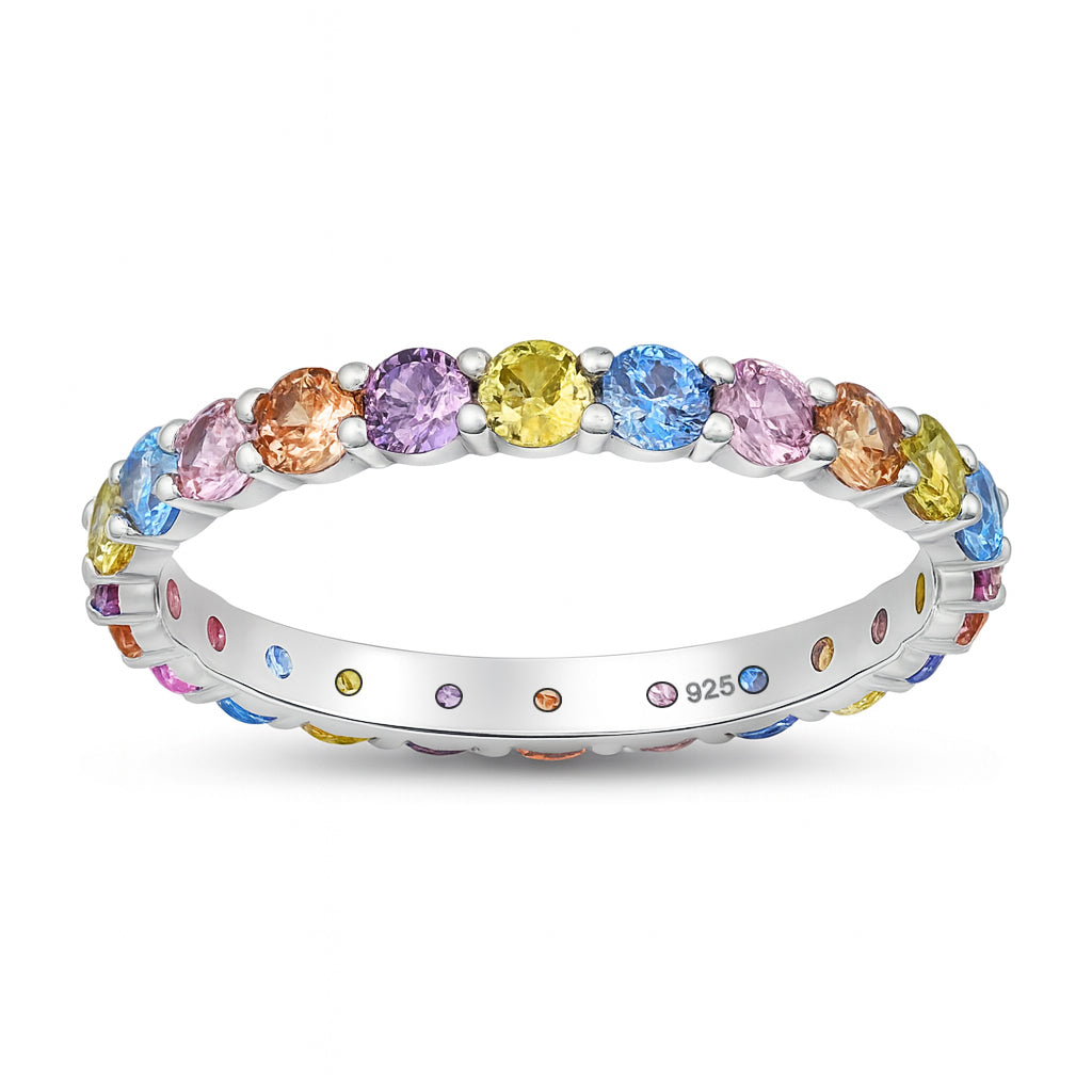 Sterling Silver Multicolor Eternity Ring