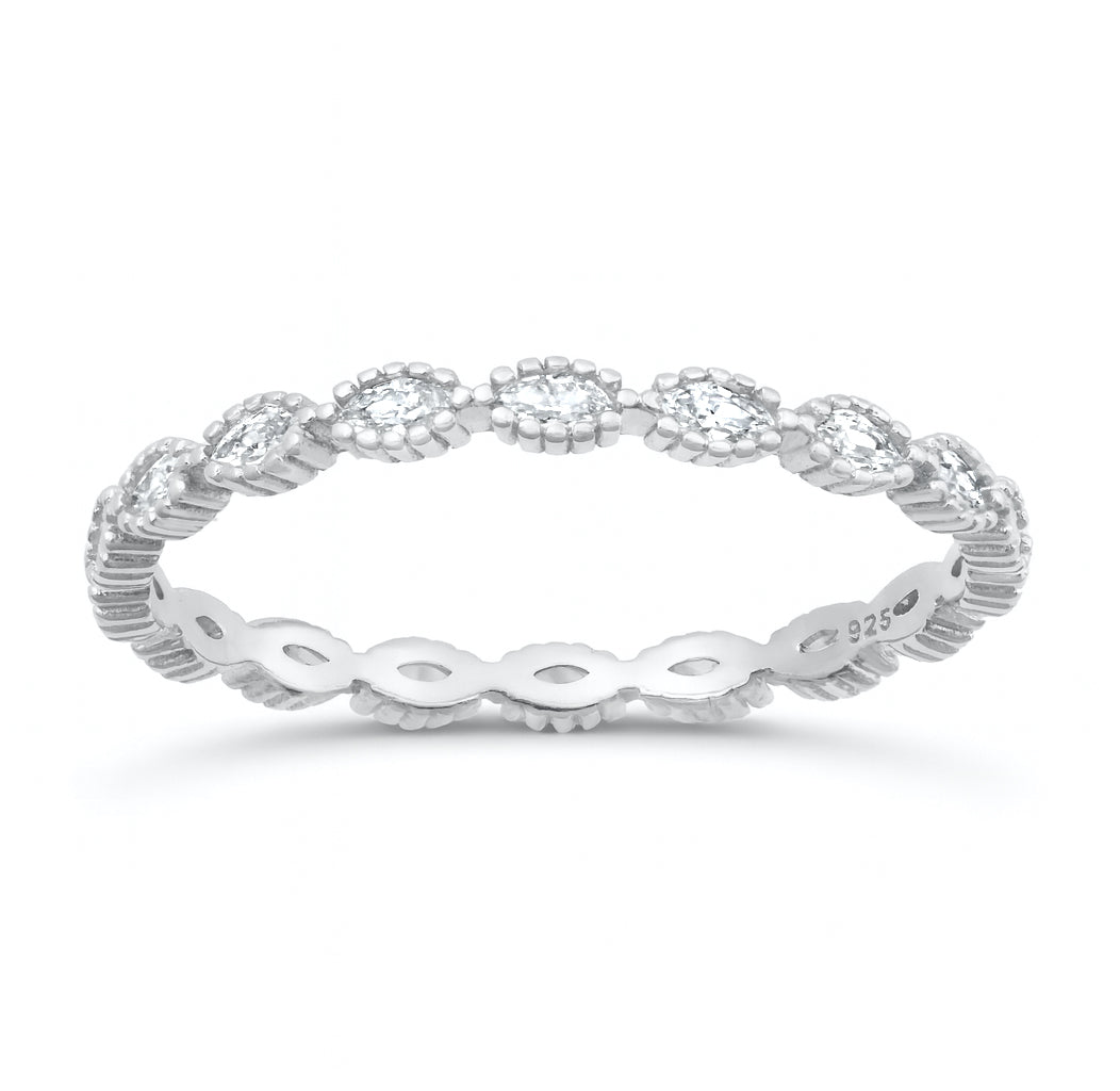 Sterling Silver Marquise Eternity Stacking Band Ring