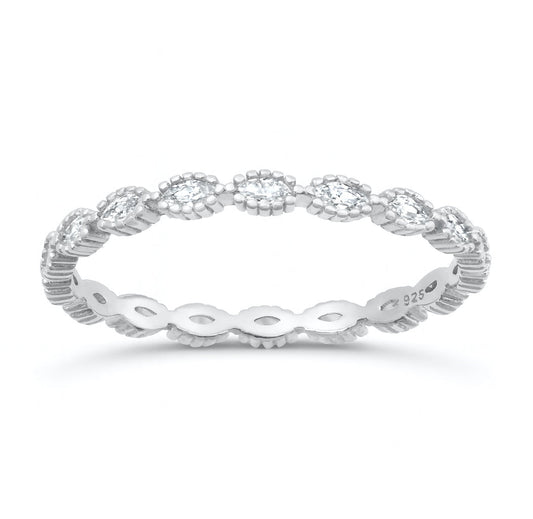Sterling Silver Marquise Eternity Stacking Band Ring