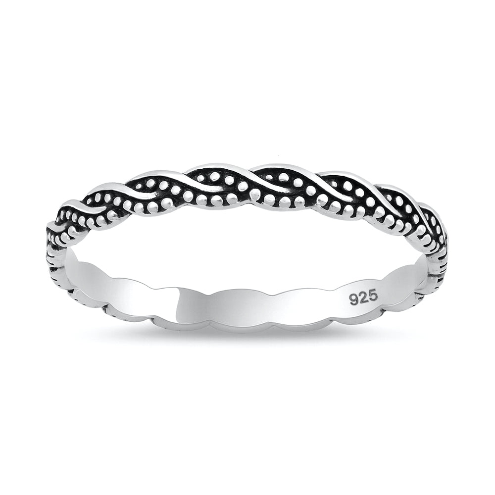 Sterling Silver Oxidized Braided Knot Ring