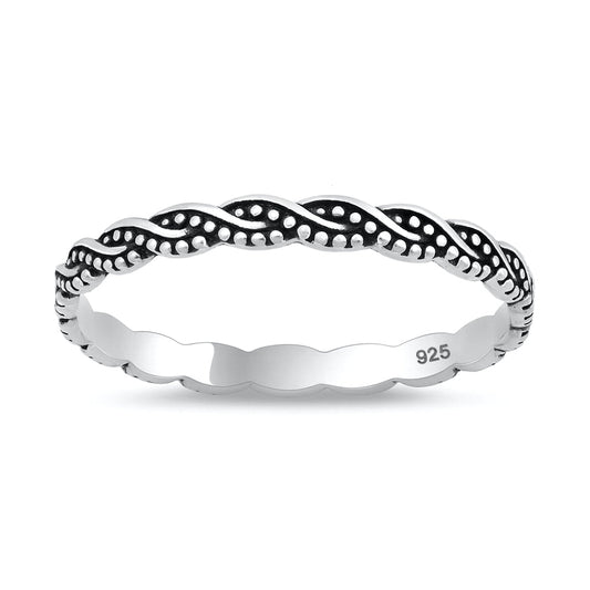 Sterling Silver Oxidized Braided Knot Ring