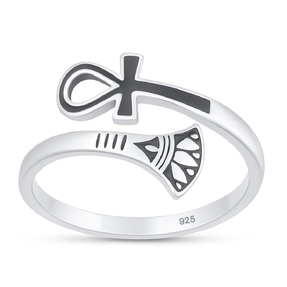 Sterling Silver Ankh Spoon Ring