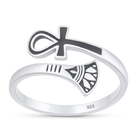 Sterling Silver Ankh Spoon Ring
