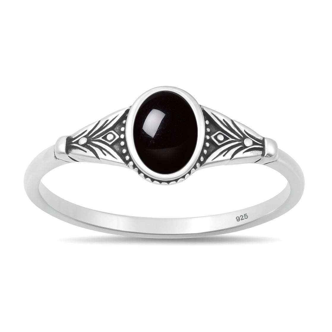 Sterling Silver Black Agate Ring
