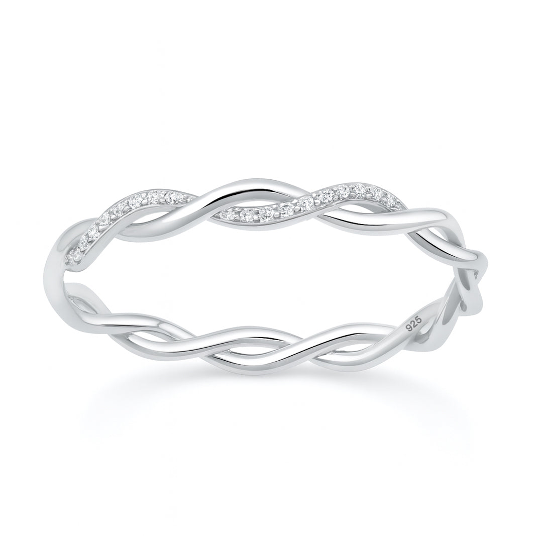Sterling Silver Clear CZ Twisted Ring