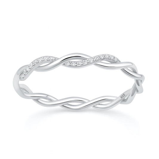 Sterling Silver Clear CZ Twisted Ring