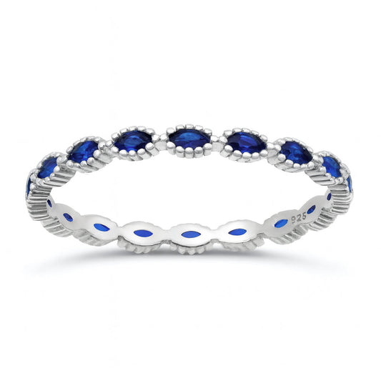 Sterling Silver Blue Sapphire CZ Ring