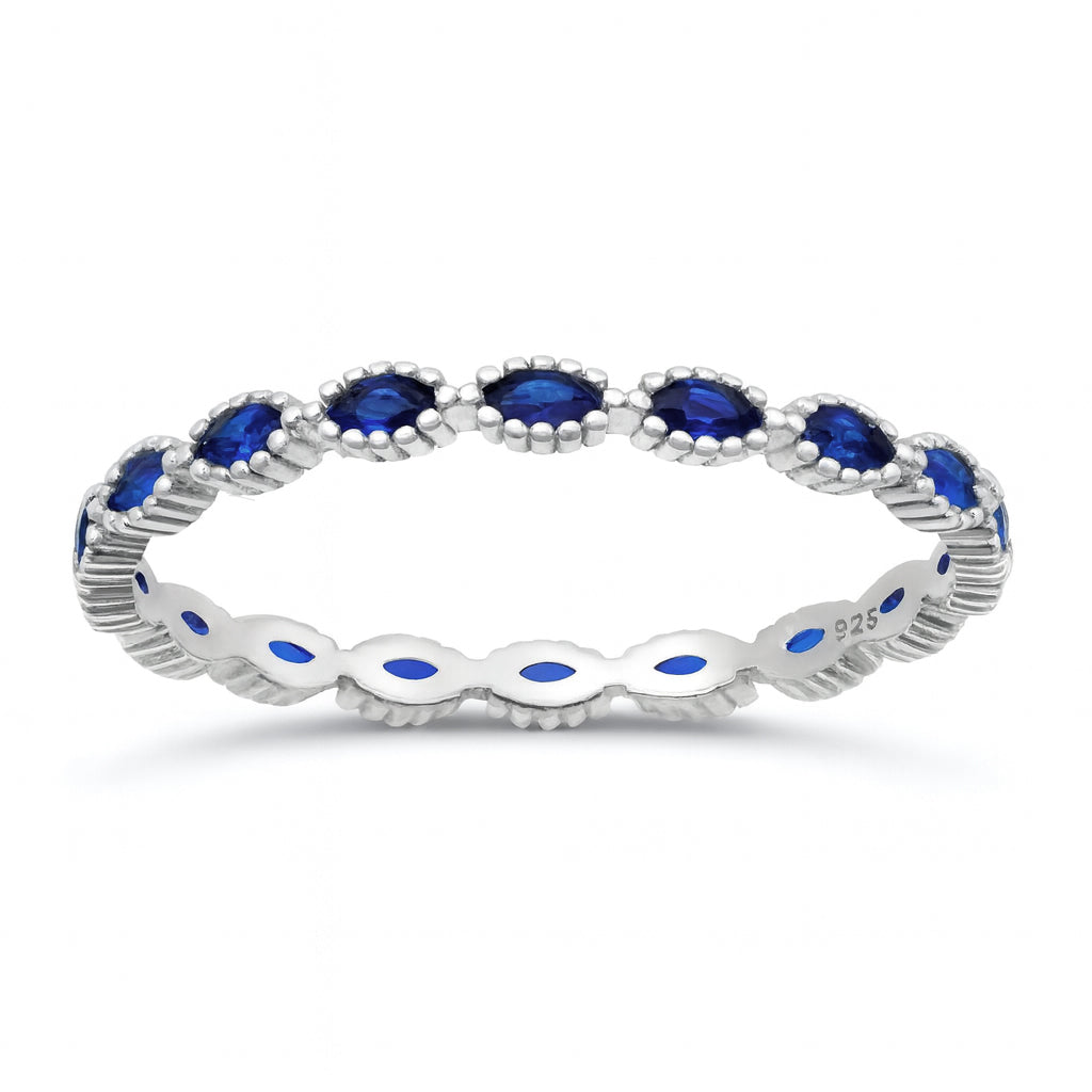Sterling Silver Blue Sapphire CZ Ring