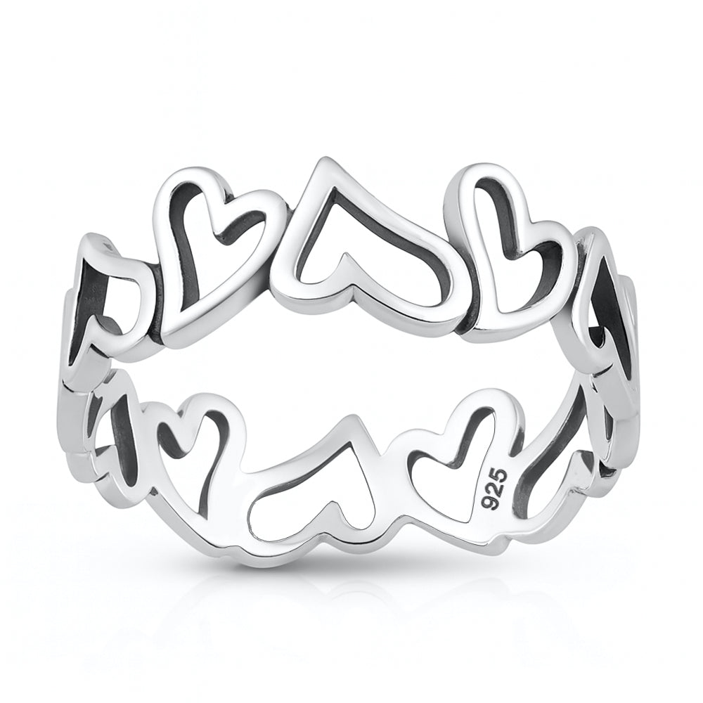 Sterling Silver Enternity Hearts Ring