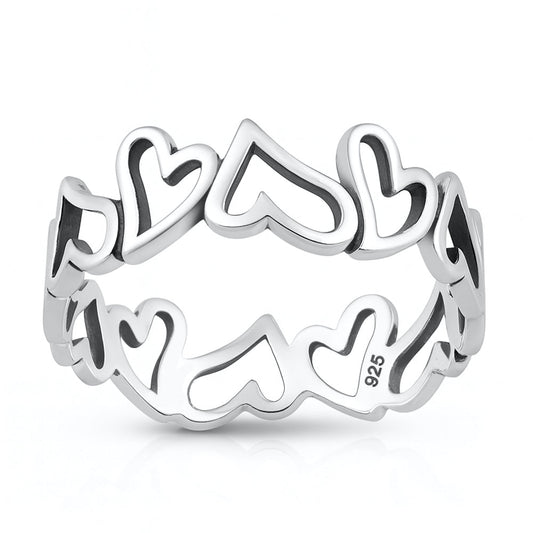 Sterling Silver Enternity Hearts Ring