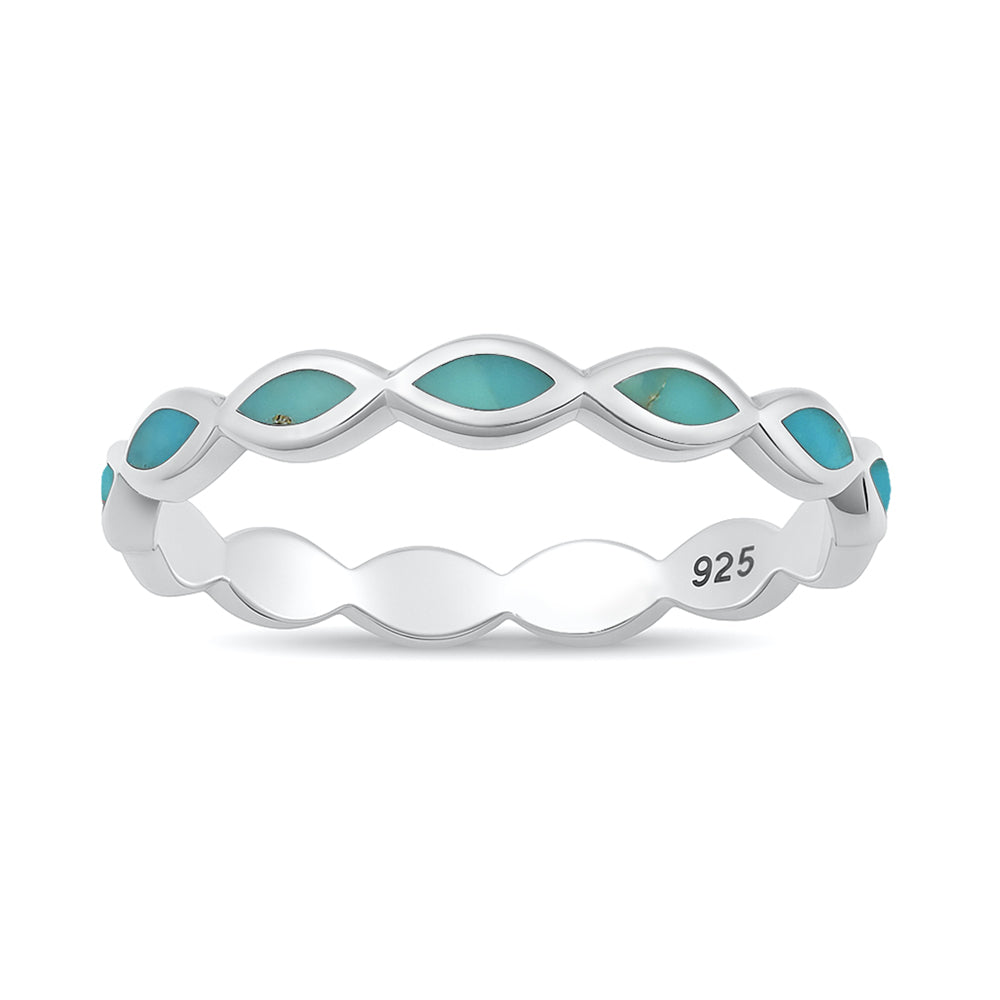 Sterling Silver Genuine Turquoise Eternity Ring