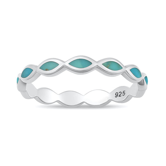 Sterling Silver Genuine Turquoise Eternity Ring