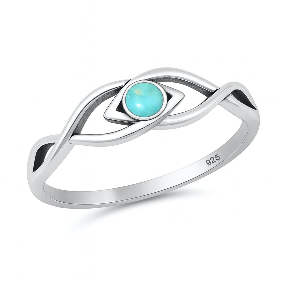 Sterling Silver Genuine Turquoise Infinity Eye Ring