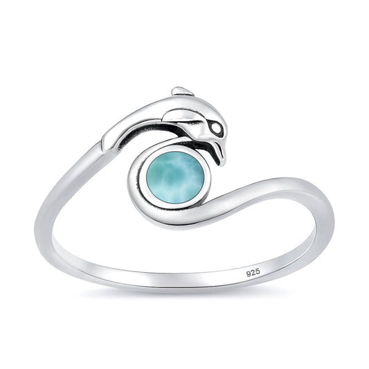 Sterling Silver Larimar Dolphin Ring