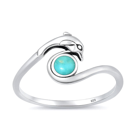 Sterling Silver Turquoise Dolphin Ring