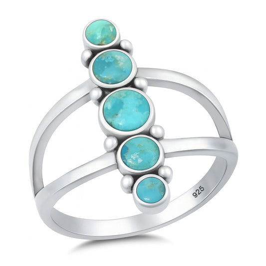 Sterling Silver Turquoise Five Stack Ring