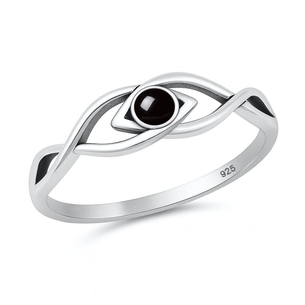 Sterling Silver Black Onyx Infinity Eye Ring