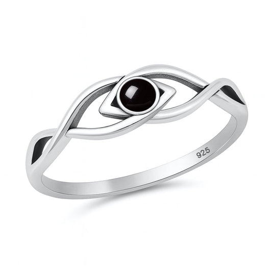 Sterling Silver Black Onyx Infinity Eye Ring