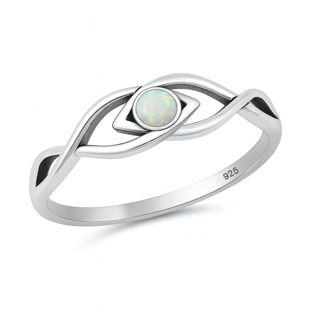 Sterling Silver White Lab Opal Infinity Ring